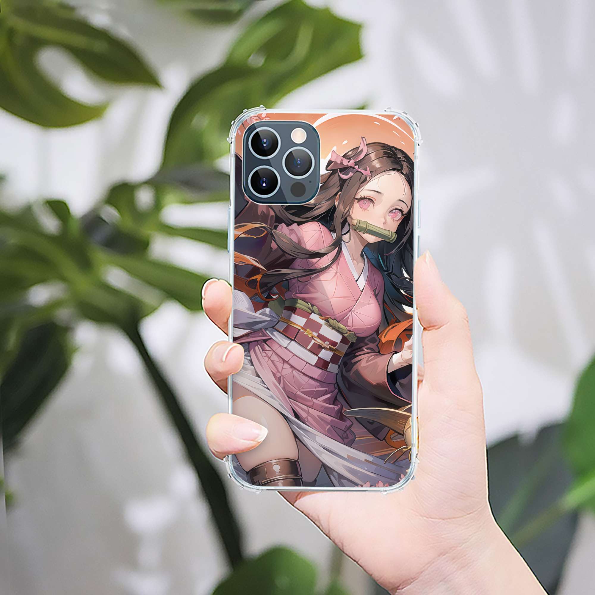 （画像用） 鬼滅の刃（きめつのやいば）竈門 禰󠄀豆子／かまど ねずこ Kamado Nezuko 【iPhone 12シリーズ対応】透明スマホケース（クリアソフトケース）